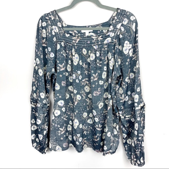 LC Lauren Conrad Floral Peasant Top - Picture 1 of 4